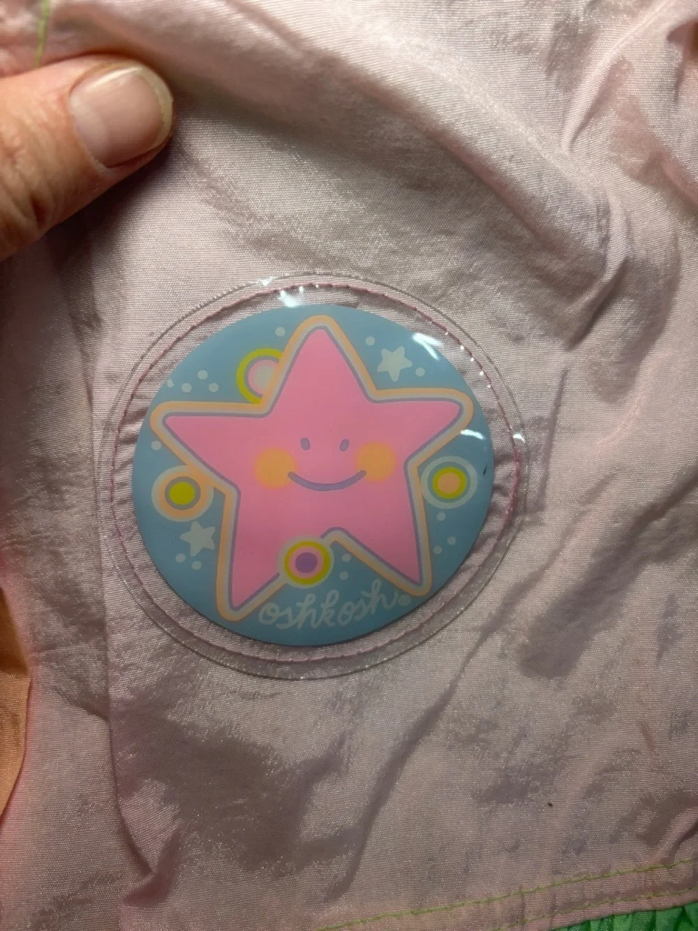 Vintage Oshkosh Baby Girls Bubble Romper Color Block Pastel Star Outfit USA 24 m
